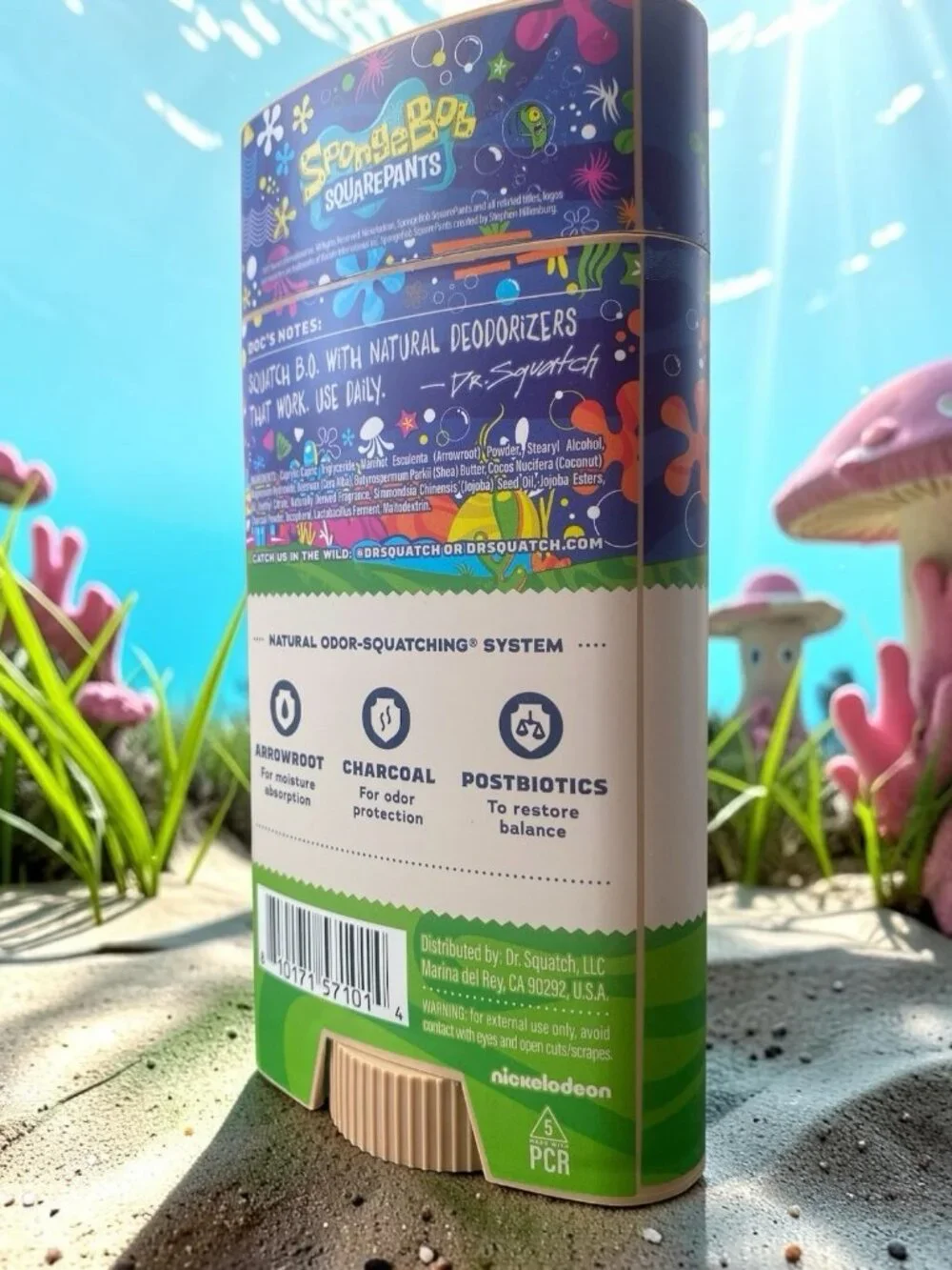 Dr. Squatch Men's Natural Deodorant Ltd Ed Spongebob Nautical Nonsense 2.65oz